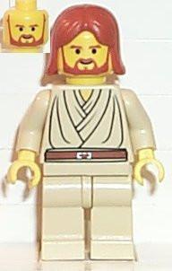 LEGO Minifigure -- Obi-Wan Kenobi (Young with Dark Orange Hair, without Headset)-Star Wars -- SW055A -- Creative Brick Builders